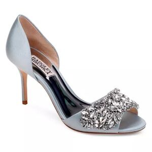 NWOT Badgley Mischka Hansen Embellished Satin d'Orsay High-Heel Pumps